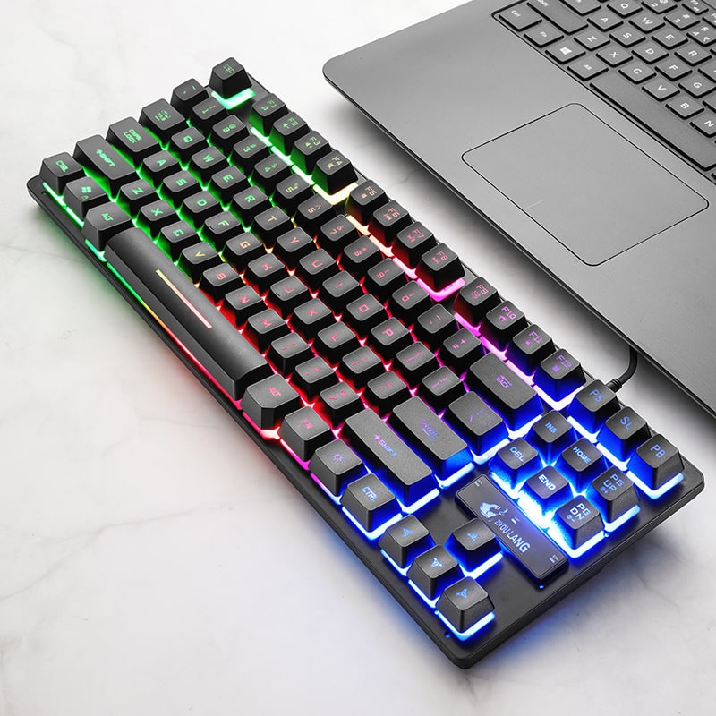 Compact Wired 87-Key Gaming Keyboard with Custom Backlighting