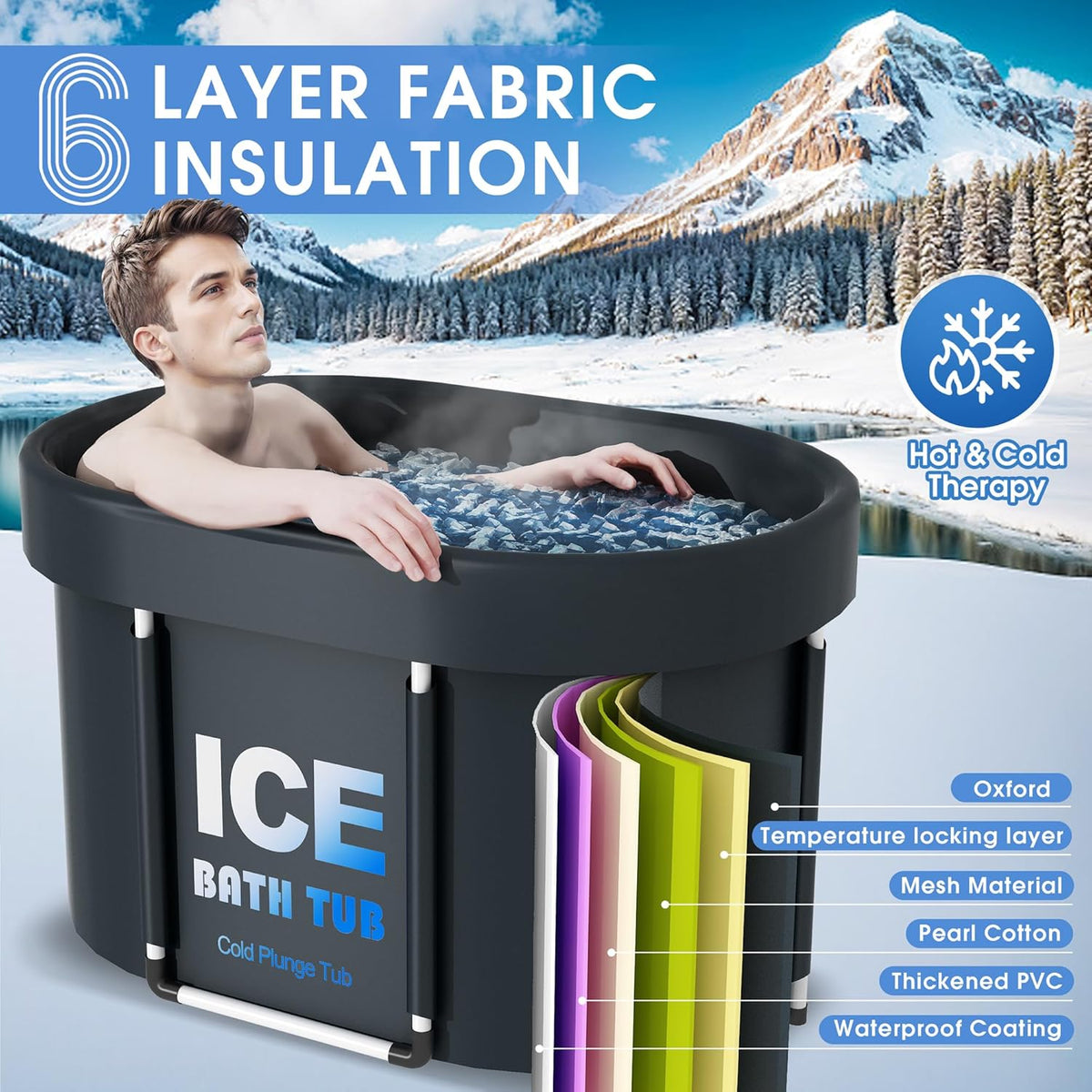 450L Portable Cold Plunge Tub – Oval Ice Bath