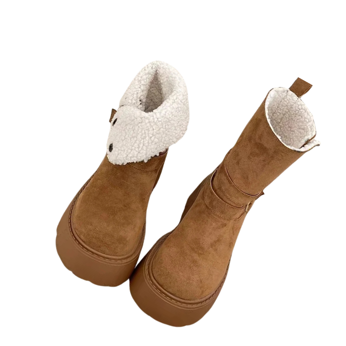 Fur Lined Outdoor Shoes for Women - Thick Sole Platform Snow Boots
