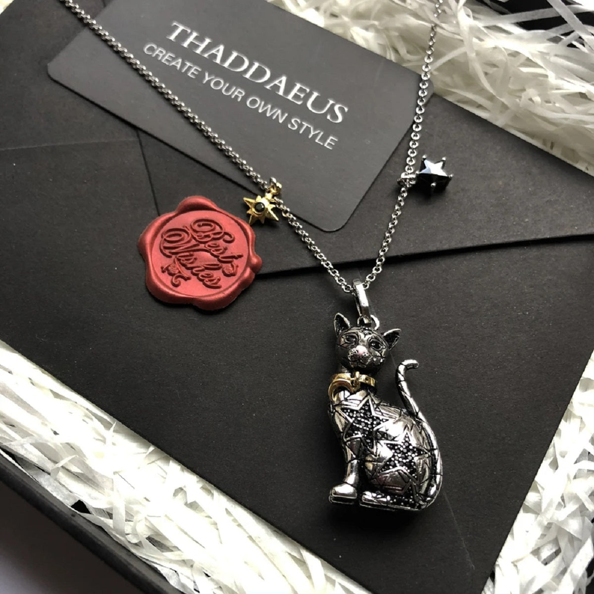 Cat Chain Necklace with Star Design