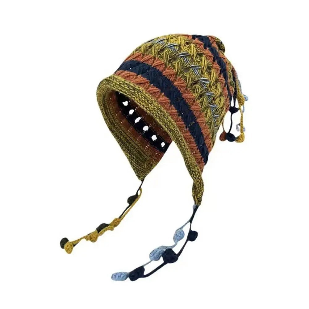 Winter Warm Wool Hat for Women - Colorful Knit Beanie with Ear Cover