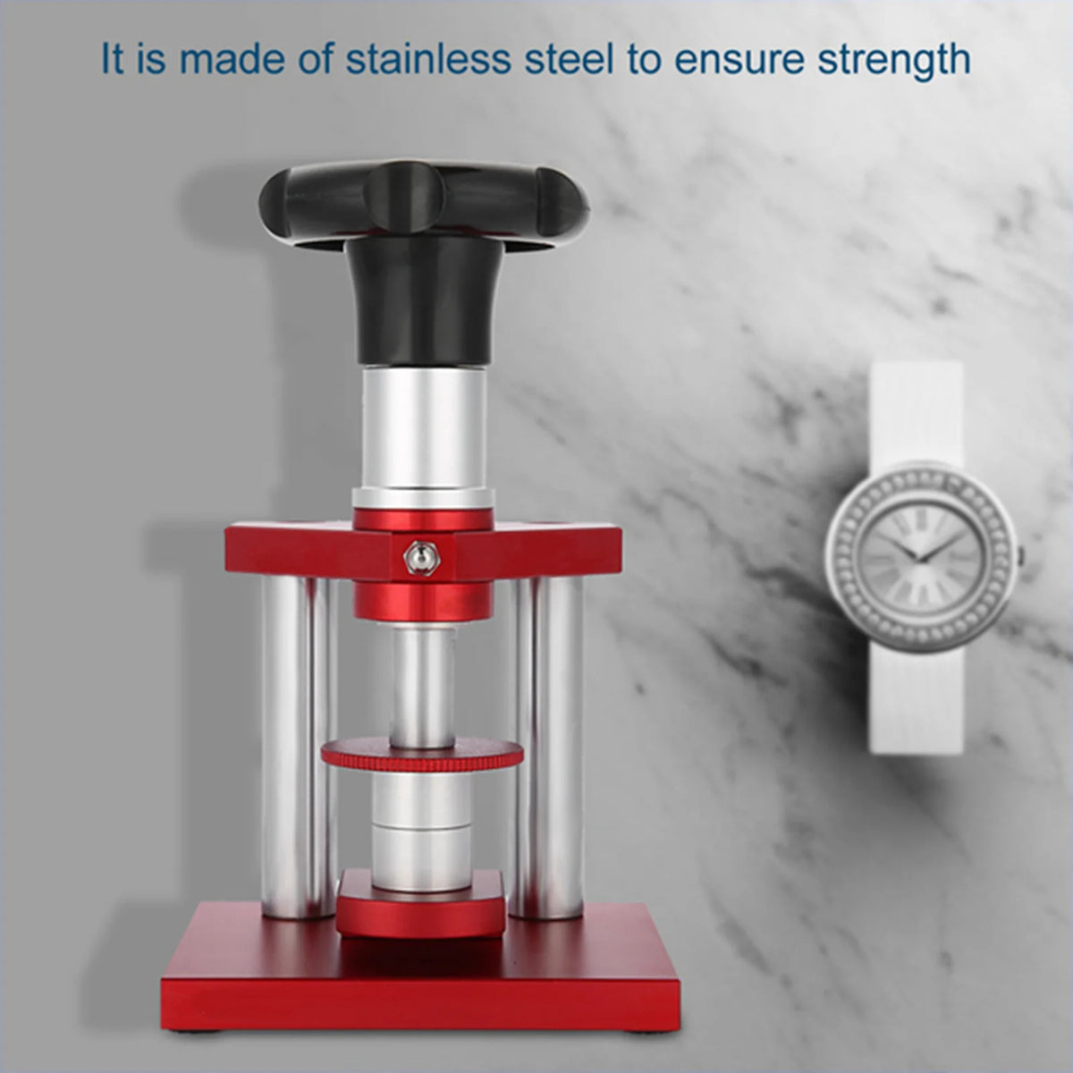 Watch Case Press Tool with Screw Mechanism - 20 Dies for Crystal Back