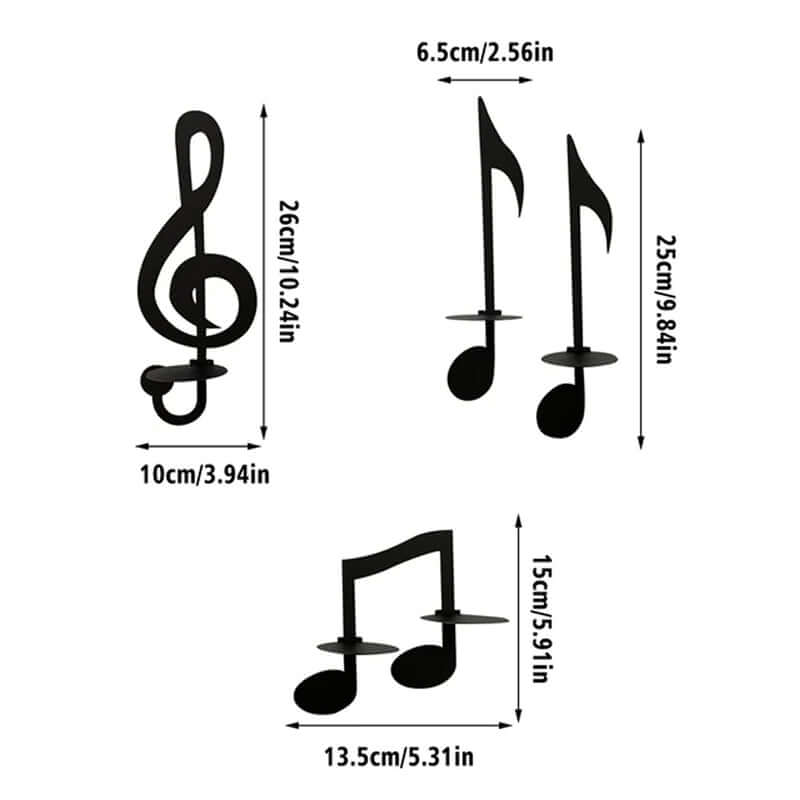 Black Musical Notes Wall Candle Holder