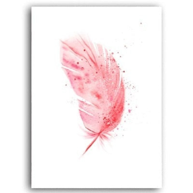 Canvas Wall Art Featuring Pink Flamingo Feather Design