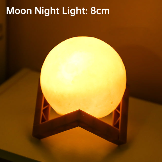 Rechargeable Moon Night Lamp with 3D Light Touch Switch