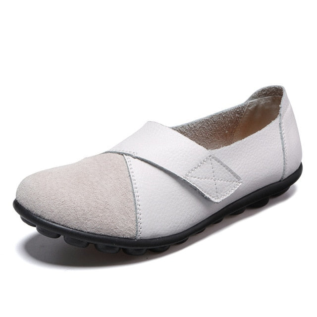 Comfort-Fit Leather Slip-On Shoes for Women