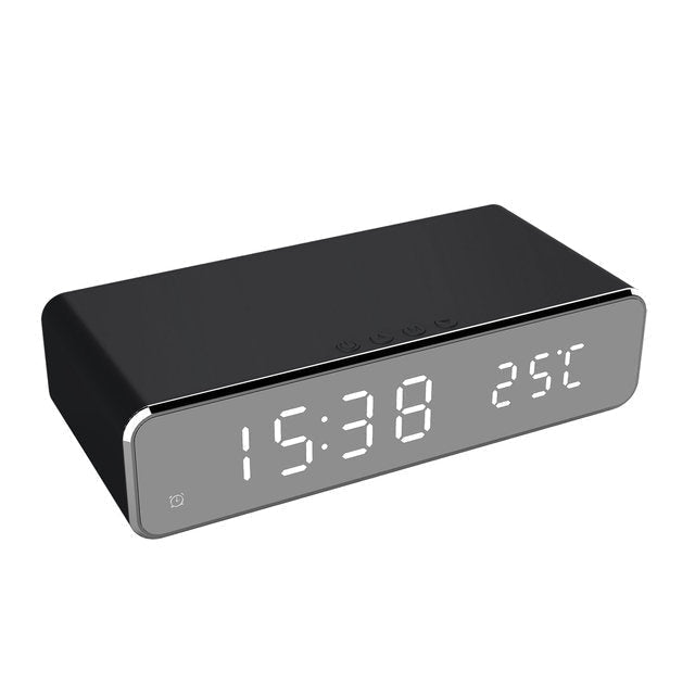 2-in-1 Digital Alarm Clock with Magnetic Qi Charging Station