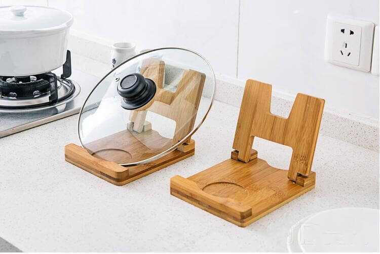 Foldable Wooden Pot Lid Holder and Cutting Board