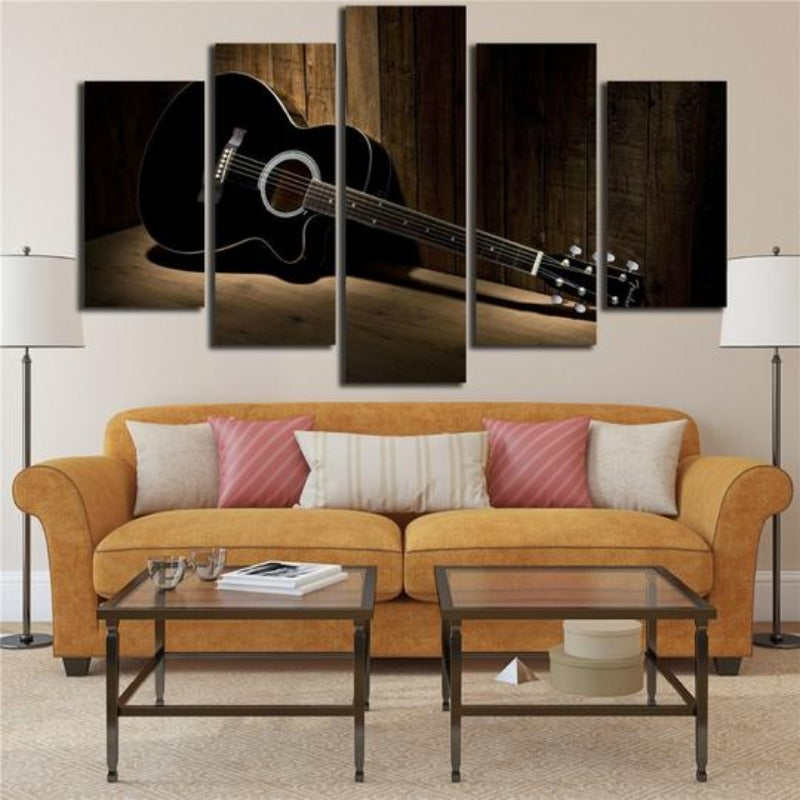 Canvas Wall Art Painting of a Black Guitar