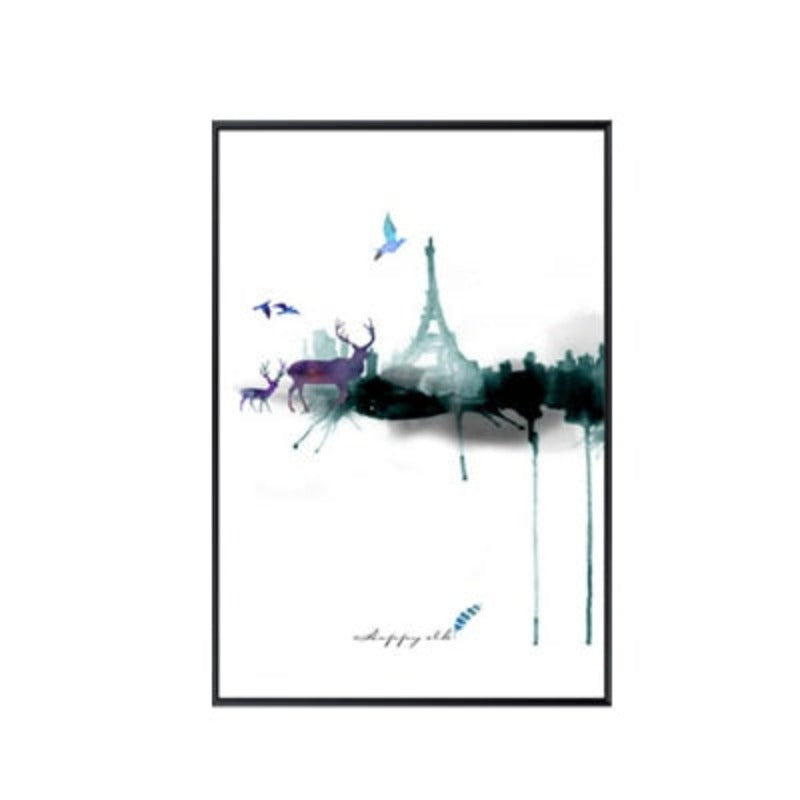 Chic Parisian Deer Canvas Art - Eiffel Tower Inspiration