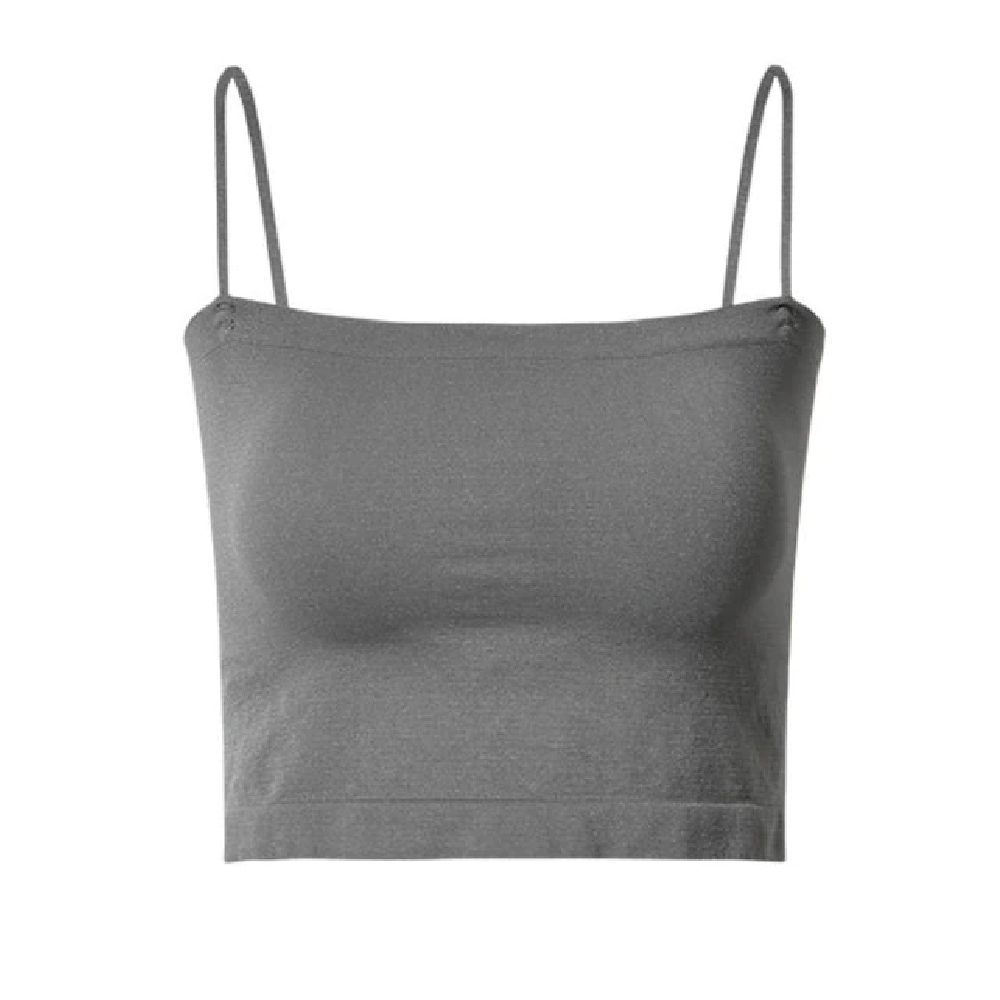Wire-Free Bra with Spaghetti Strap Crop Top Design