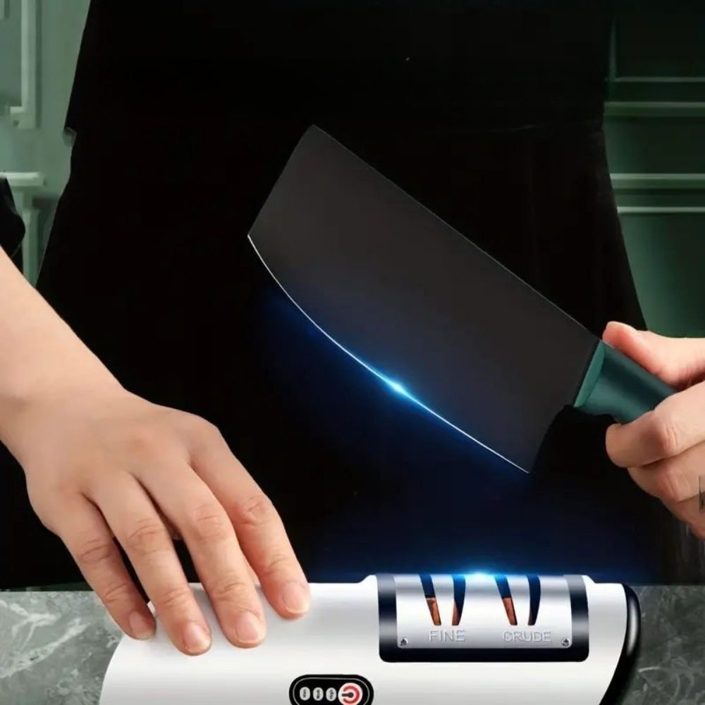 Compact Electric Knife Sharpener for Steel & Ceramic Blades – Dual Stage