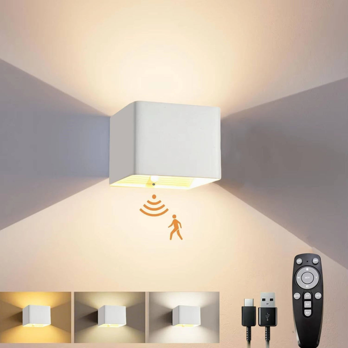 Wireless Motion-Activated LED Wall Sconce with Remote Control