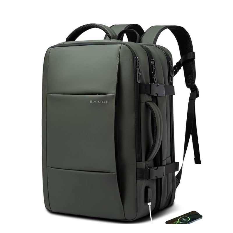 Water-Resistant Expandable Backpack for Travel with USB Port and Laptop Compartment