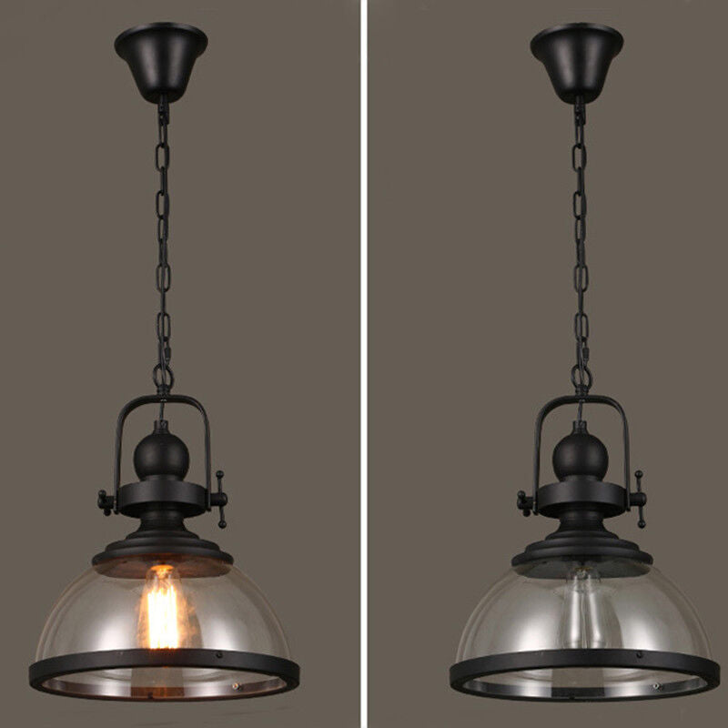 Industrial Retro Pendant Ceiling Light with Antique Glass and Iron Design