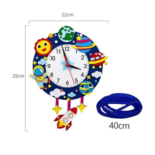 Kids' Wall Clock with Space Theme Featuring Astronaut and Planets