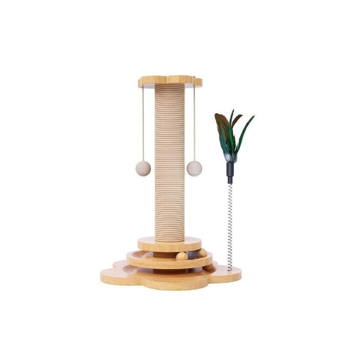Solid Wood Cat Toy - Petal Design Scratching Board