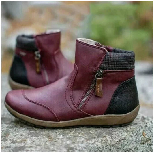 Water-Resistant Women's Zip-Up Ankle Boots for All-Day Comfort