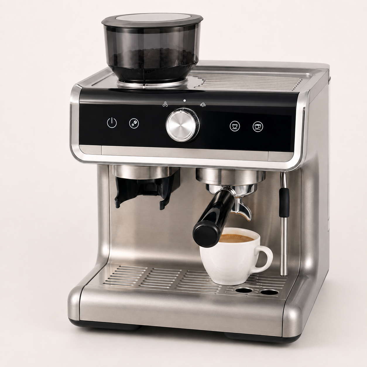 Espresso Maker with Integrated Burr Grinder, 20-Bar Pressure, 30 Grind Options, Steam Wand & 94.6 fl oz Reservoir