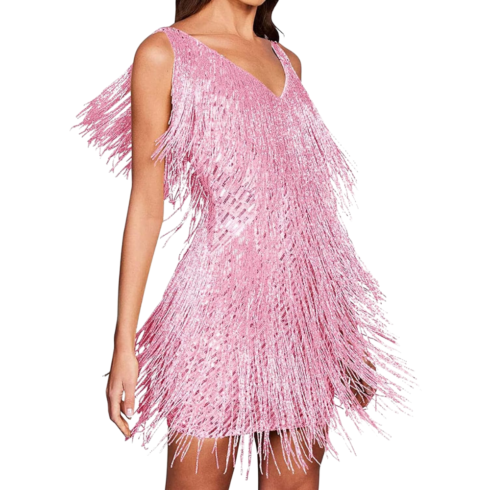 Sequined V-Neck Slip Dress
