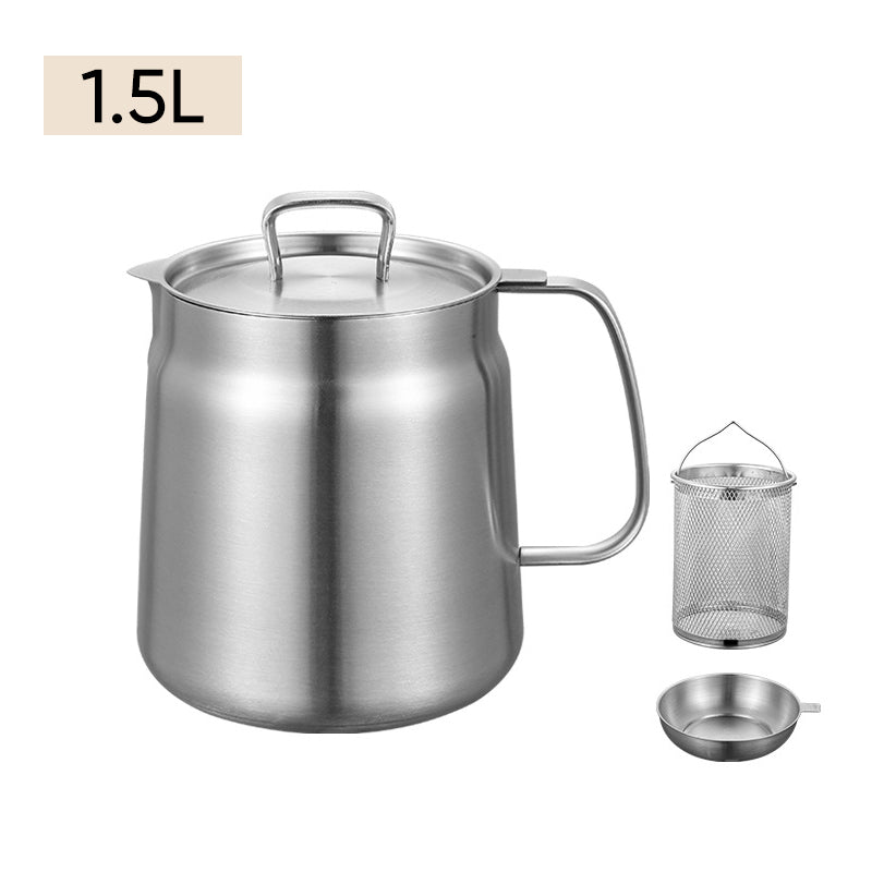 Dual-Function Stainless Steel Oil Strainer Pot
