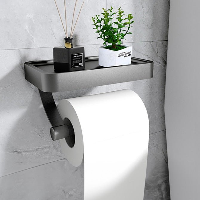 Drill-Free Toilet Paper Holder with Storage Shelf – Stainless Steel Design