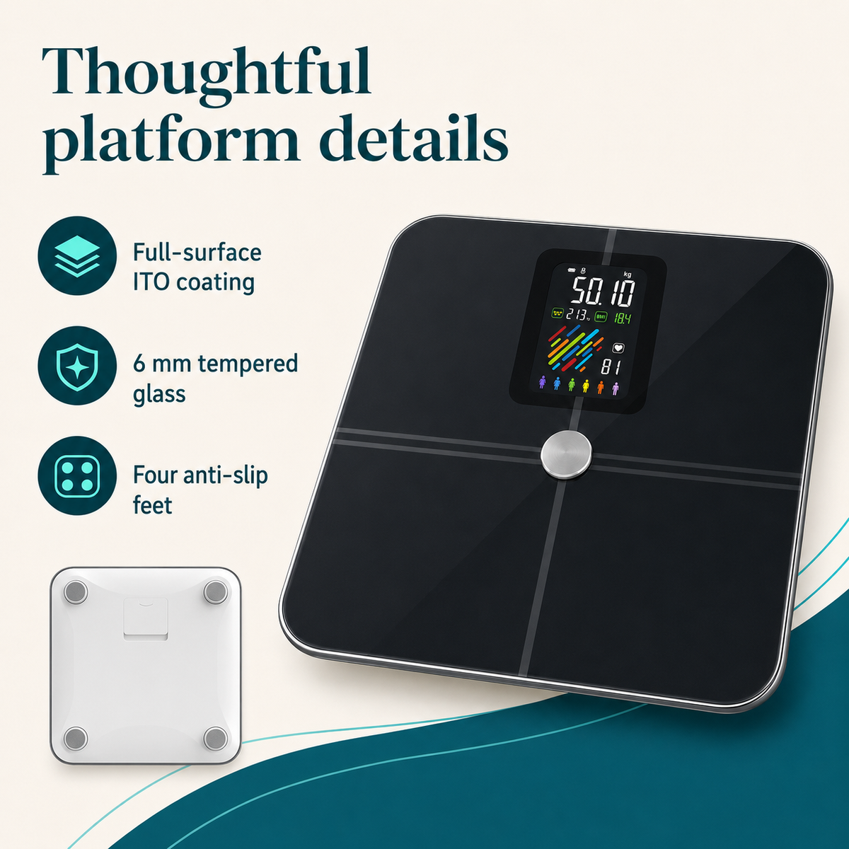 Body Weight Scale with Bluetooth App | 15 Measurements, VA Display, 400 lb Max