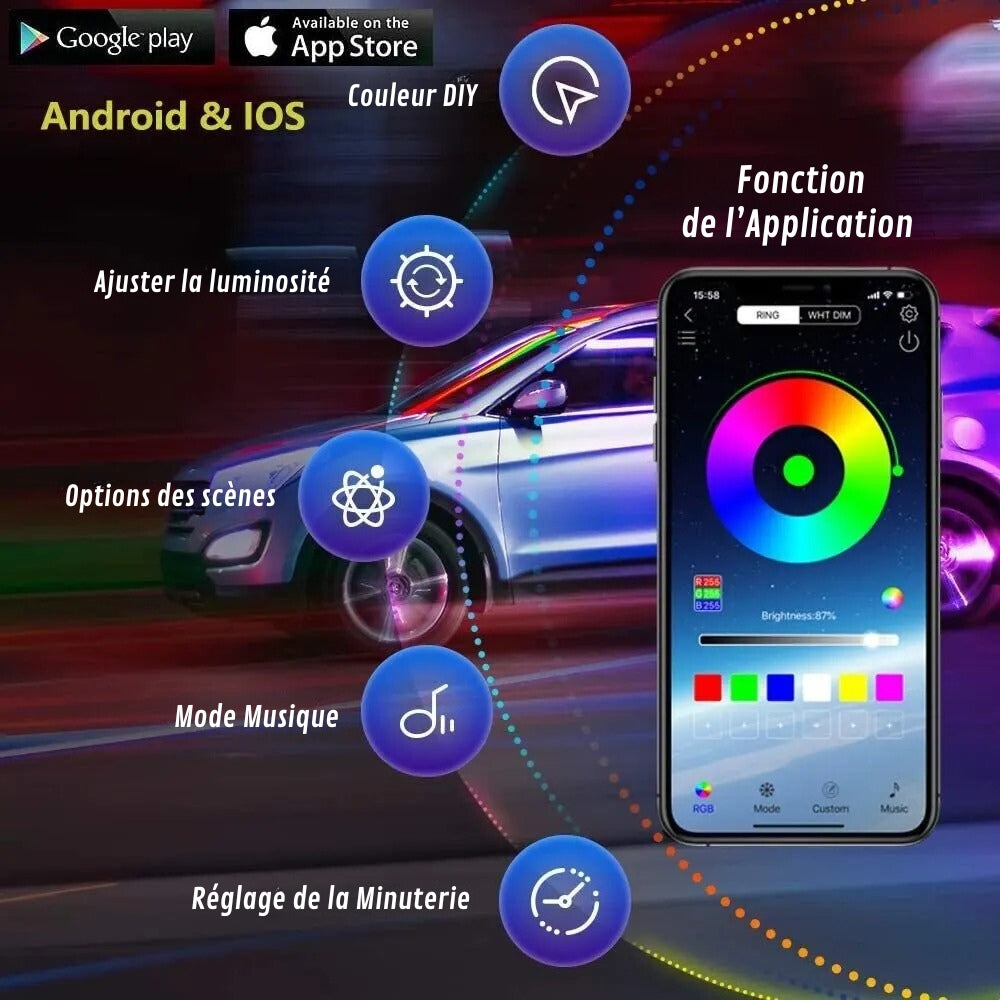 LED Lamp for Under-Car Lighting with Futuristic Design