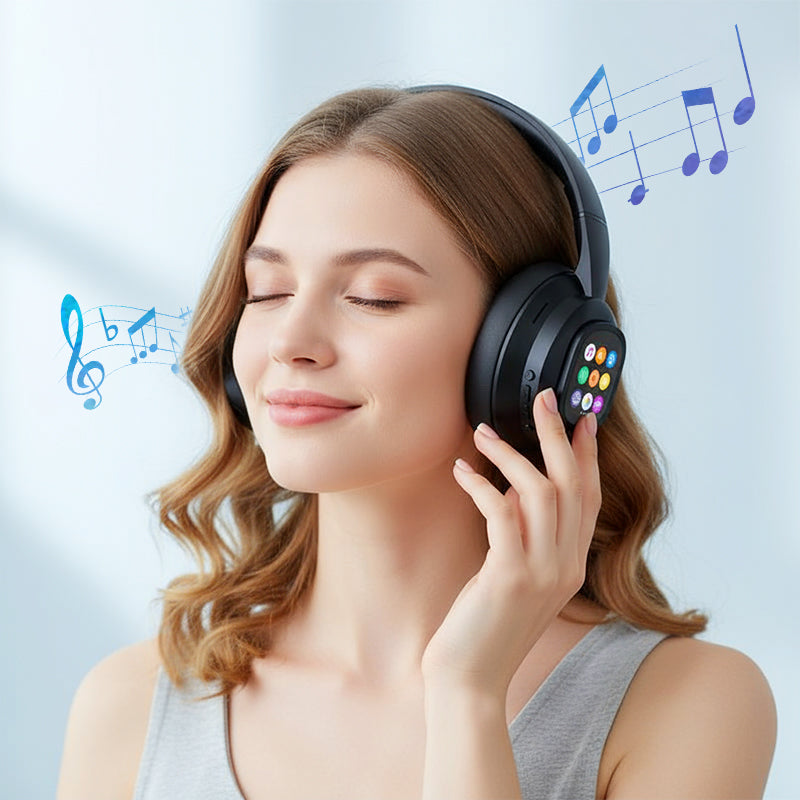 Bluetooth Headphones with LCD Display, Voice Control, Noise Isolation for Music and Calls
