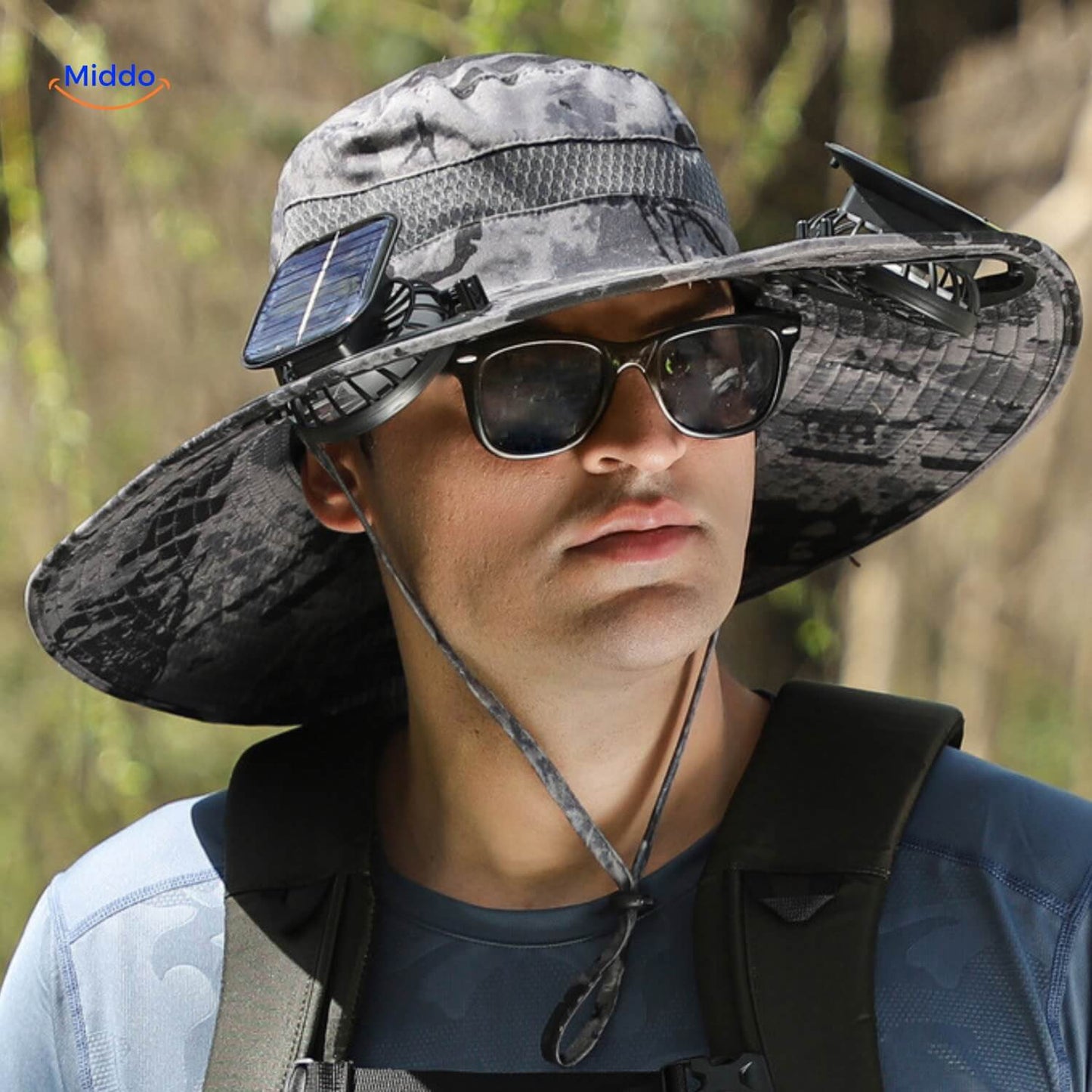 Solar-Powered Hat with Wide Brim and Sweat-Wicking Comfort