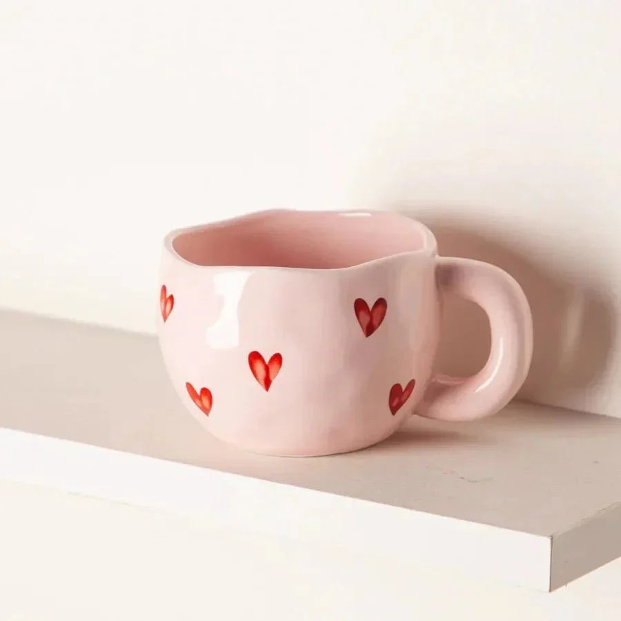 Romantic Coffee Cup – Pink Heart Ceramic Mug