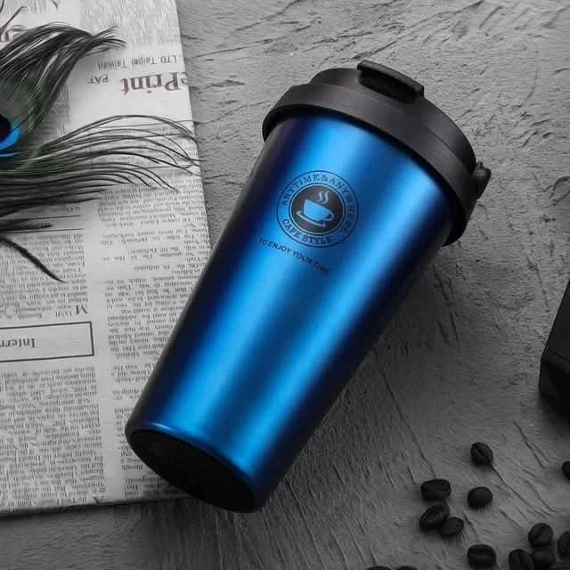 500ml Insulated Stainless Steel Travel Mug with Sliding Lid for Beverages
