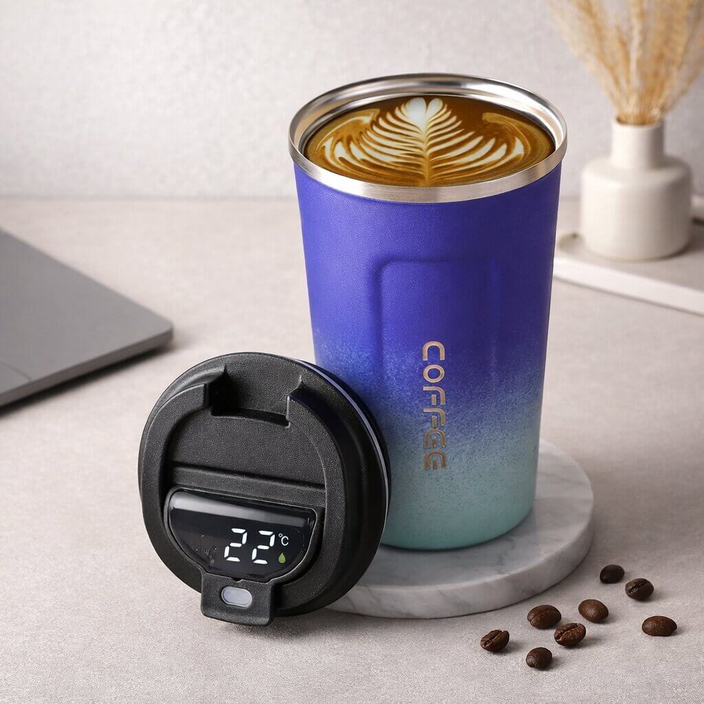 Smart Temperature Control Travel Mug | Sleek Steel Design