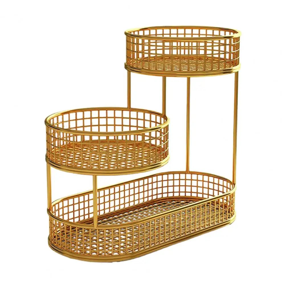 Metal 3-Tier Fruit Stand with Ventilation for Snacks and Bread