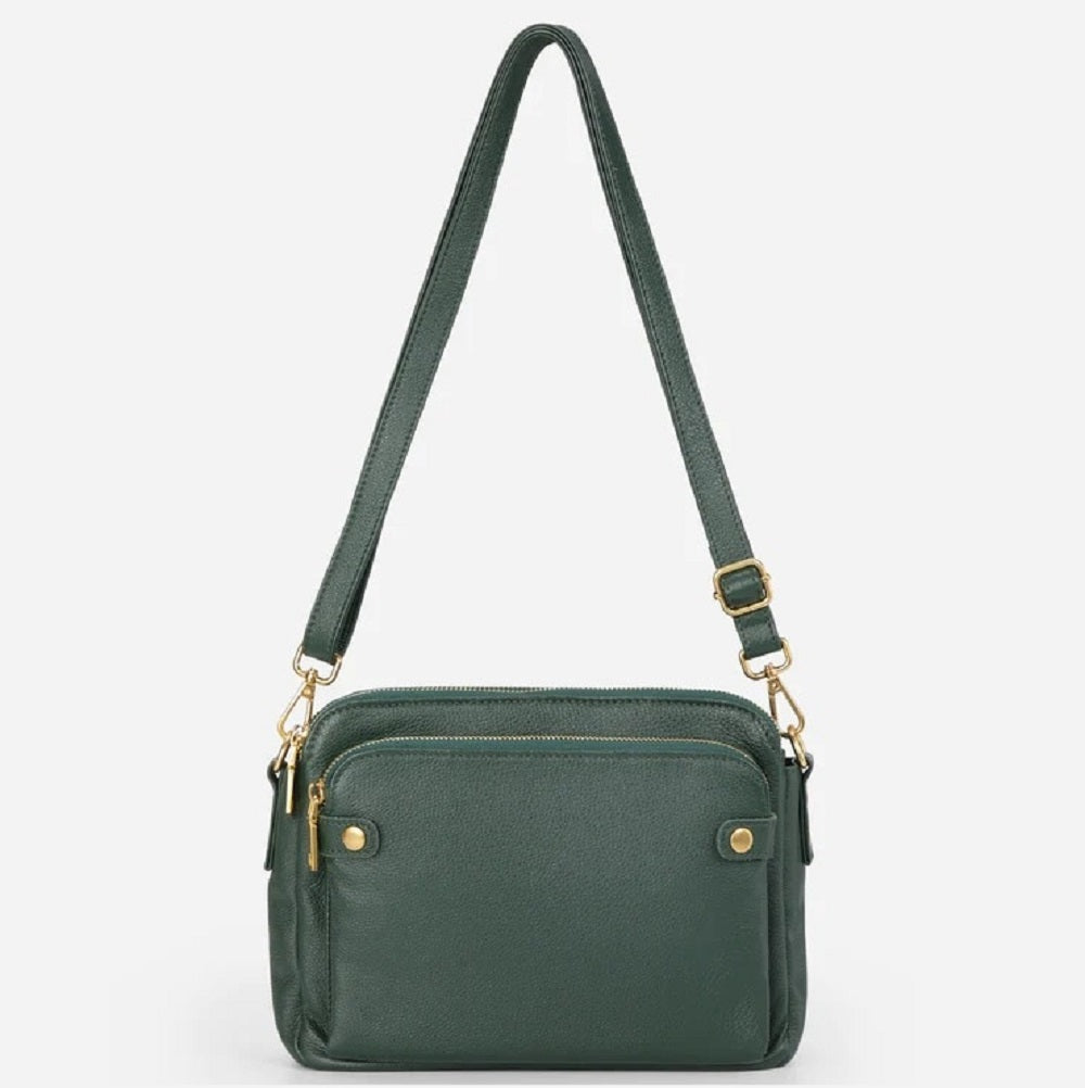 Three-Tiered Leather Crossbody and Clutch Bag in Vintage Style
