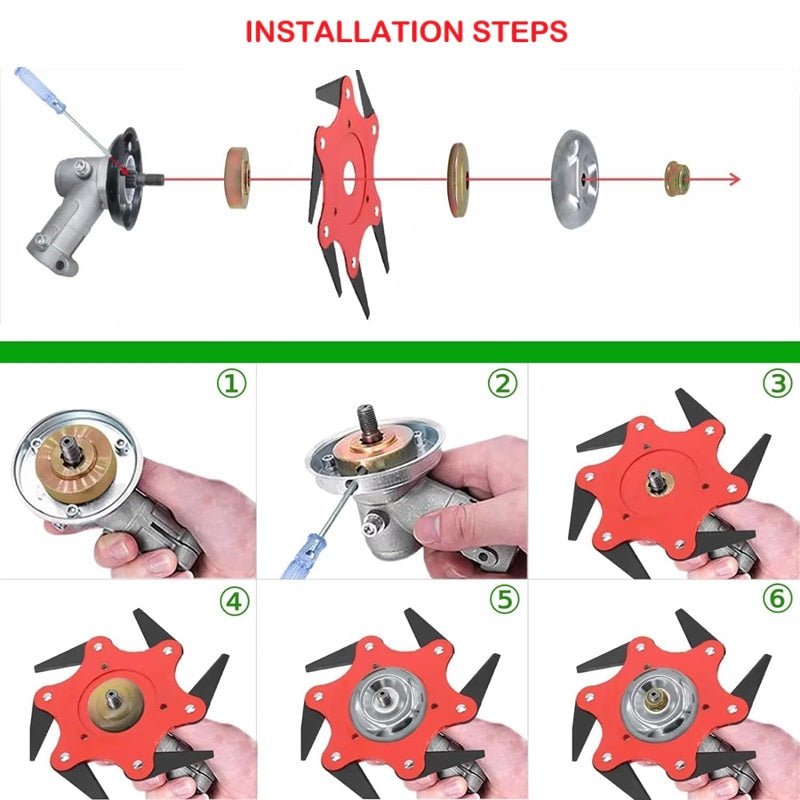 Heavy-Duty Trimmer Head with 6 Steel Blades