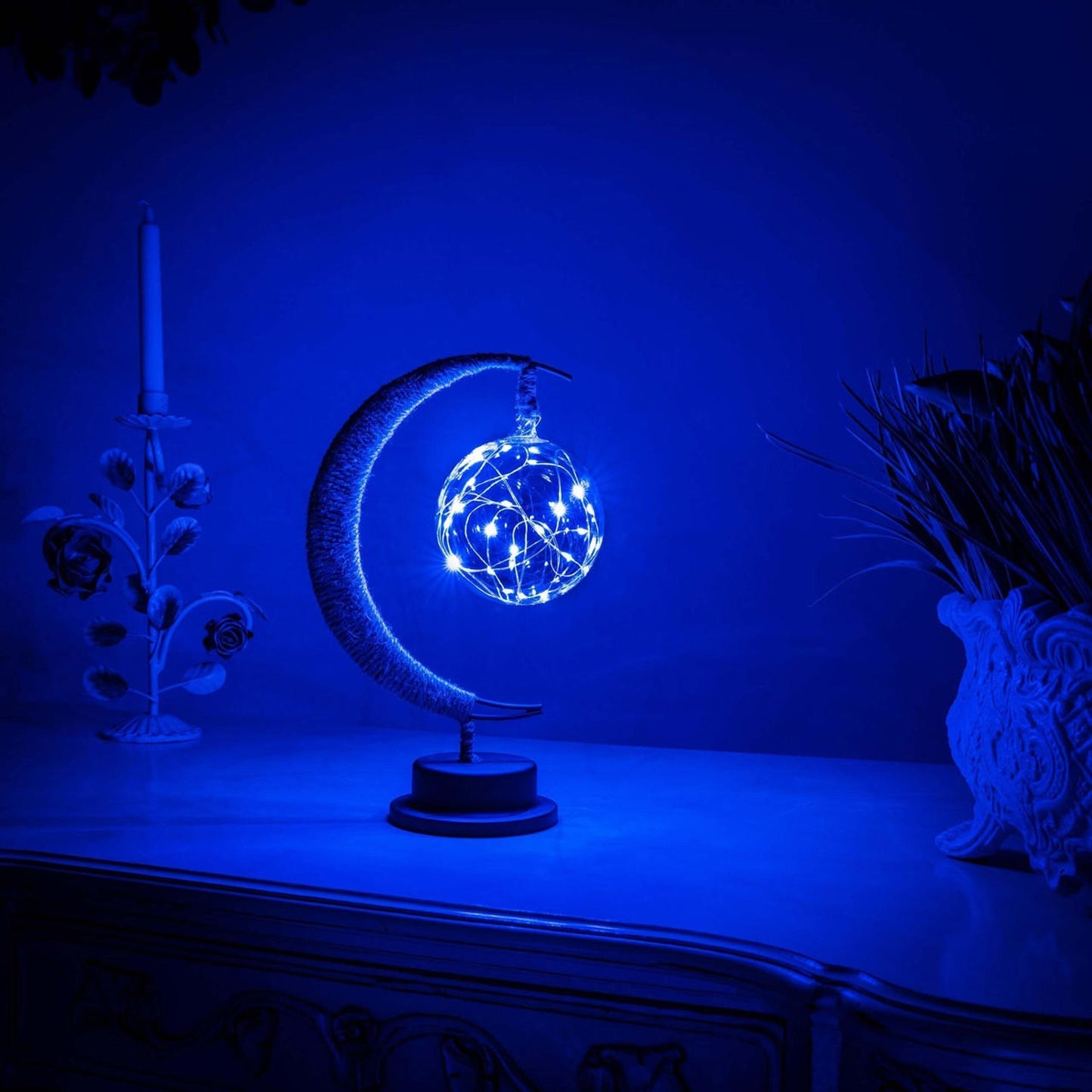 Decorative Table Lamp with Warm Ambient Light - Moon Sphere Design
