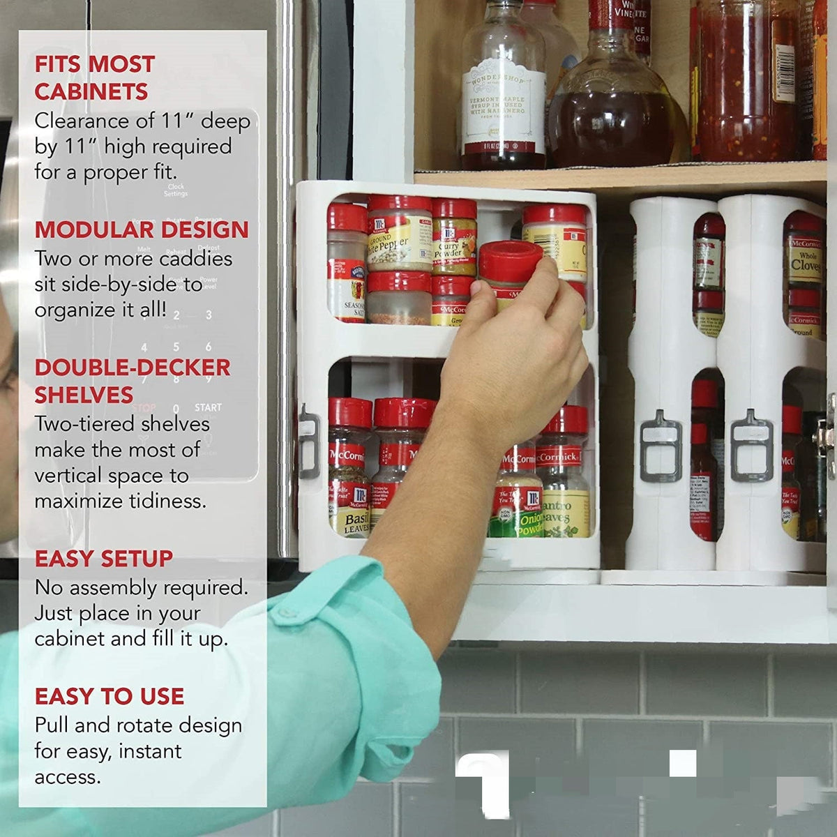 Dual-Level Spice Storage Carousel with Sliding Base for Easy Access