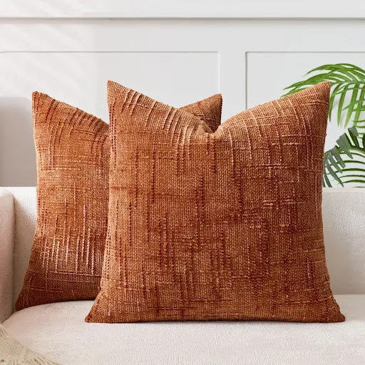 Bamboo-Textured Solid Color Chenille Cushion – Throw Pillow for Sofa & Bedroom