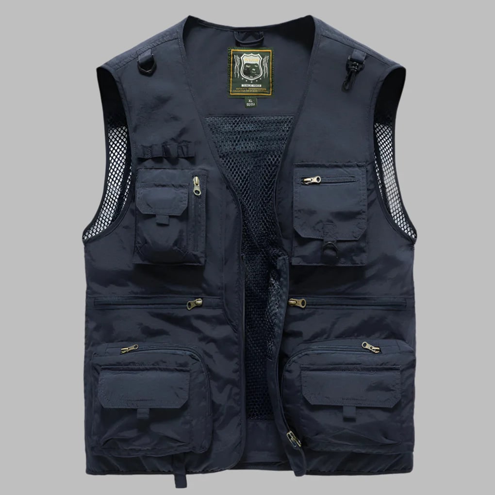 Versatile Pocketed Vest for Fishing, Travel, and Work