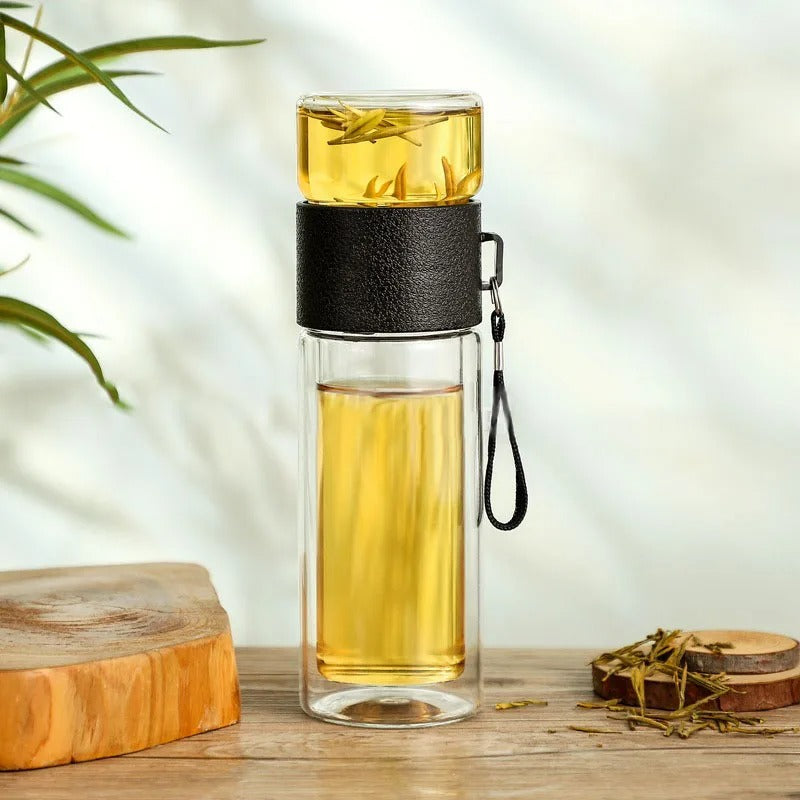 Portable Transparent Thermal Bottle with Tea Filter for Healthy Drinks