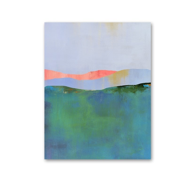 Vibrant Horizon Canvas Art Print - Blue and Yellow Palette