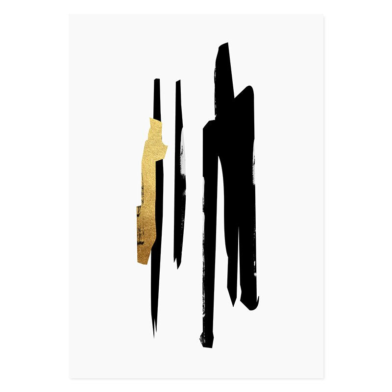 Elegant Black & Gold Abstract Canvas Art Print
