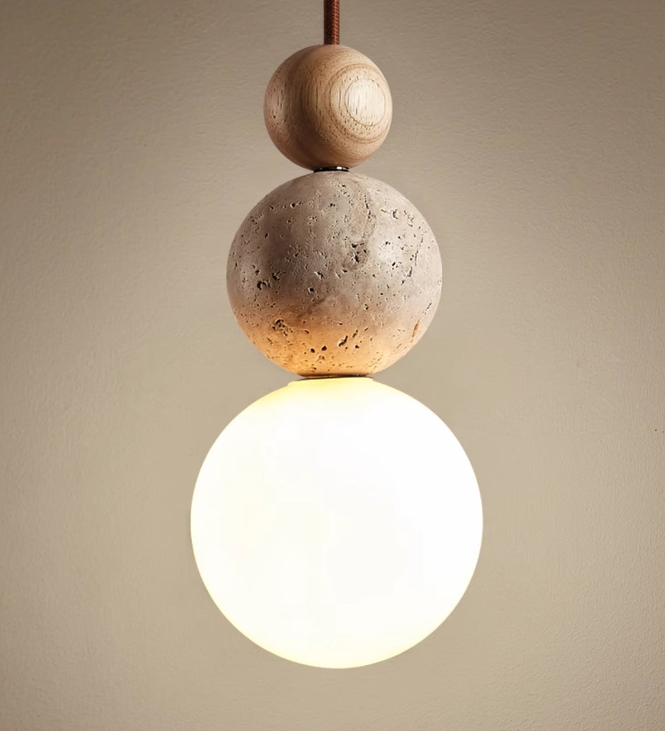 Minimalist Travertine Pendant Light Fixture in Contemporary Design