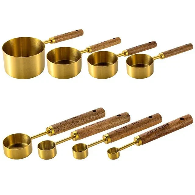 8-Piece Wooden Measuring Set Made of Walnut