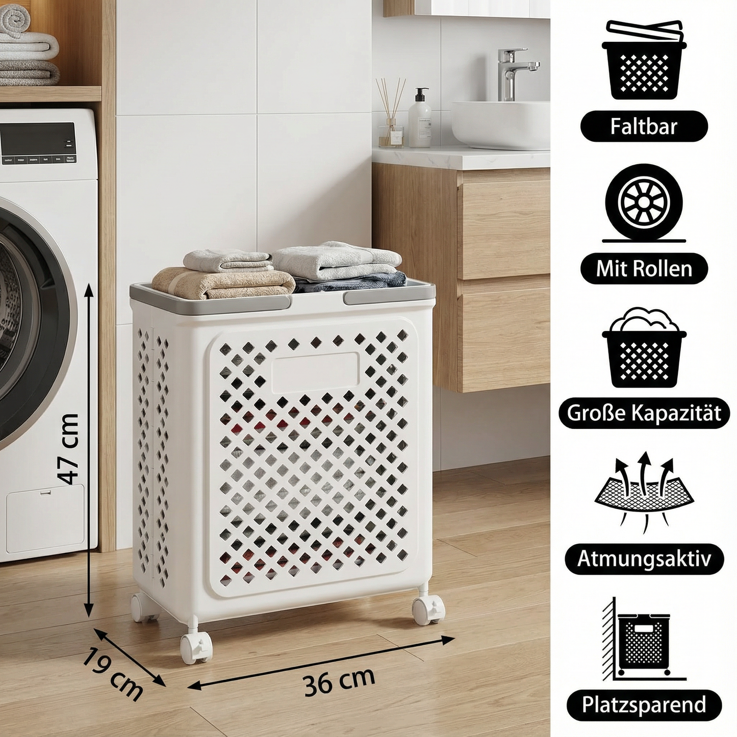 Collapsible Laundry Basket with Wheels for Easy Use