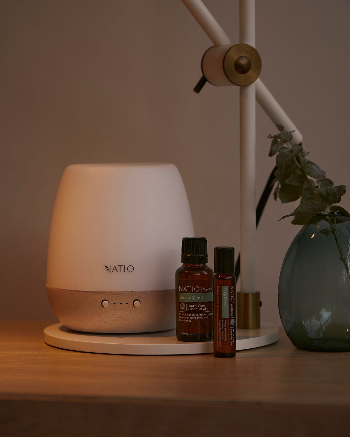 Essential Oil Diffuser | Ultrasonic Glass and Wood Aroma Unit with Soft Glow
