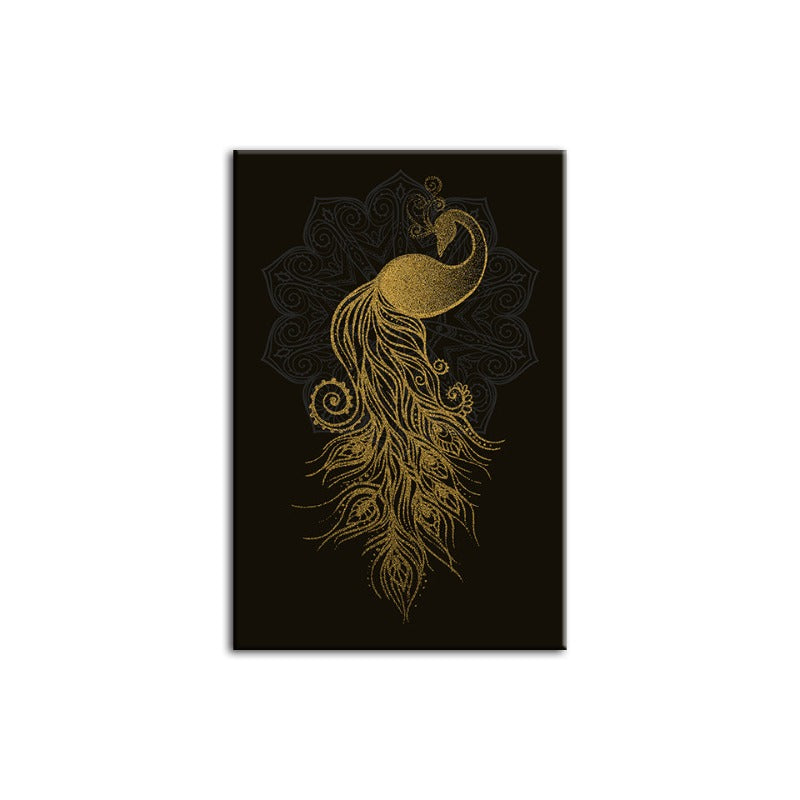 Elegant Golden Mandala Peacock - Canvas Art for Your Space