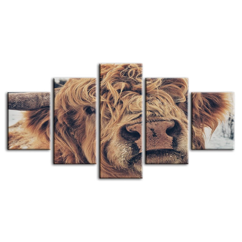 Charming Cow Canvas Art Set - 5 Panels for Stunning Decor
