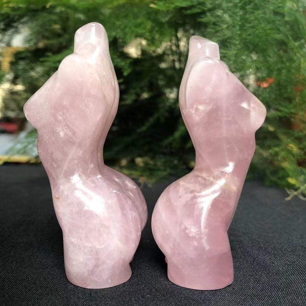 Carved Goddess Figure in Rose Quartz Crystal